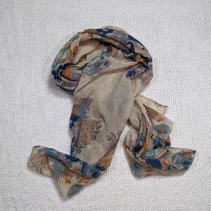 Lulla Collection by Bindya Floral Crinkle‎ Scarf/Shawl -Cream Multicolor